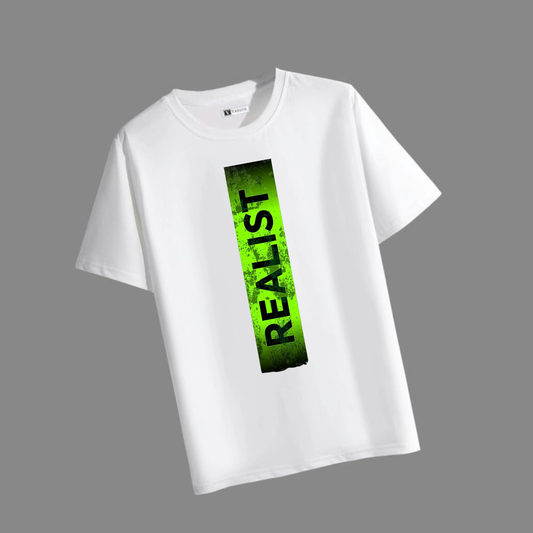 MEN'S BOLD REALIST PRINTED WHITE OVERSIZED T-SHIRT