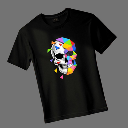 MEN'S BOLD & EDGY SKULL PRINTED BLACK OVERSIZED T-SHIRT