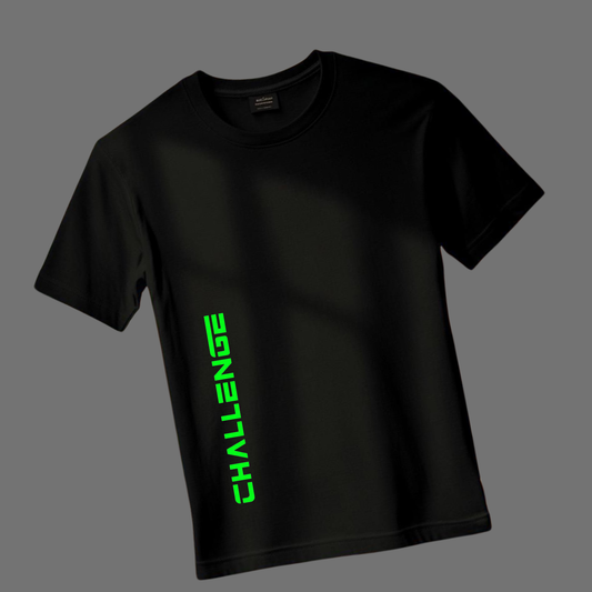 MEN'S ELECTRIC GREEN CHALLENGE EDITION | PRINTED PREMIUM BLACK OVERSIZED T-SHIRT