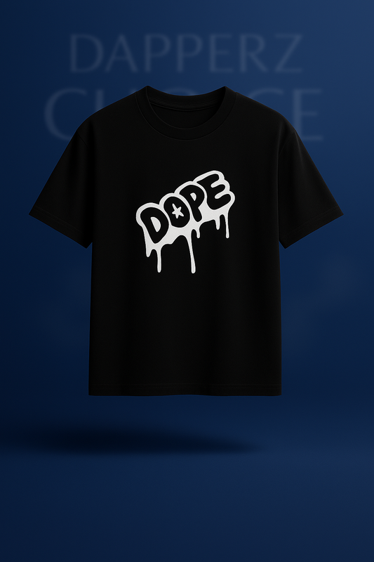 "DOPE DRIP” premium black oversized T-shirt | 240 GSM FRENCH TERRY 100% COTTON