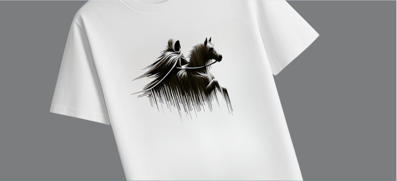 MEN'S HORSE RIDER PRINTED WHITE OVERSIZED T-SHIRT