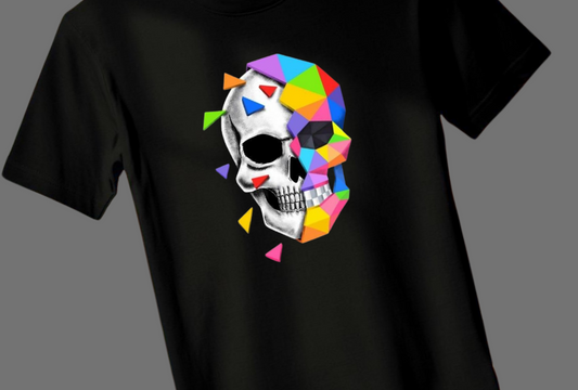 MEN'S BOLD & EDGY SKULL PRINTED BLACK OVERSIZED T-SHIRT